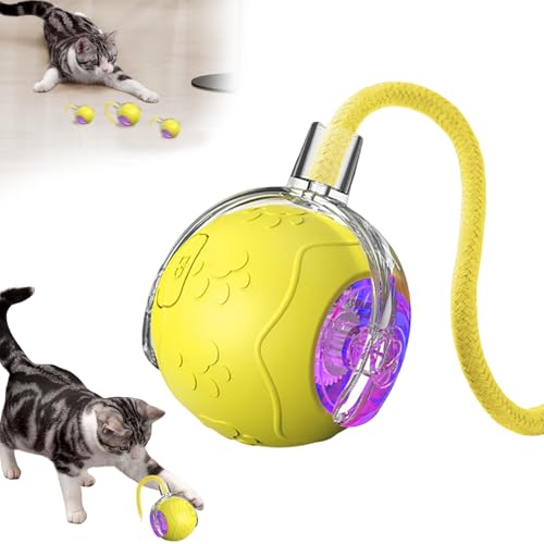 JOPWUE Interaktives Katzen- und Hundeballspielzeug, USB wiederaufladbar, selbstbewegender Smart Ball mit 360° Rollen & Schwanz, 3 Spielmodi für Jagdinstinkte, Automatisches elektrisches Spielzeug für von JOPWUE