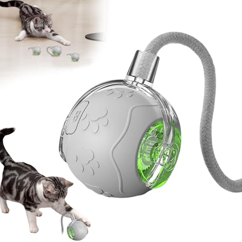 JOPWUE Interaktives Katzen- und Hundeballspielzeug, USB wiederaufladbar, selbstbewegender Smart Ball mit 360° Rollen & Schwanz, 3 Spielmodi für Jagdinstinkte, Automatisches elektrisches Spielzeug für von JOPWUE