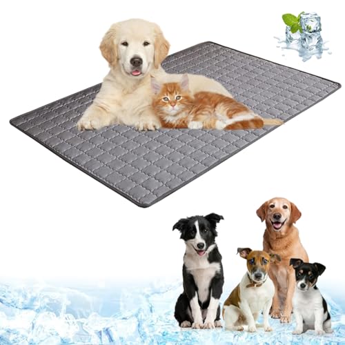 JOPWUE Kühlmatte für Hunde, weich und atmungsaktiv, ungiftig, Gelmatte für Hunde und Katzen, wiederverwendbar, waschbar, leicht faltbar, wasserdicht, für Zuhause, Reisen, Dunkelgrau, L 90 x 60 cm von JOPWUE