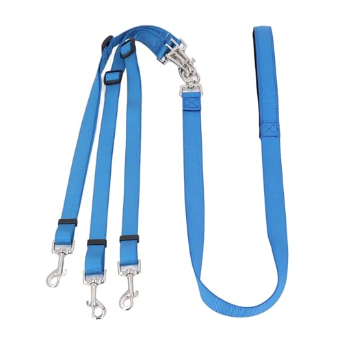 3-Wege-Hundeleine, Mehrzweck-Hundeleine aus Verdicktem Nylon, Abnehmbare, Verstellbare Hundekupplungsleine aus Nylon mit Gepolstertem Griff, Geflochtene Hundekupplungsleine, kein Verheddern,(Blau) von JOROBURO