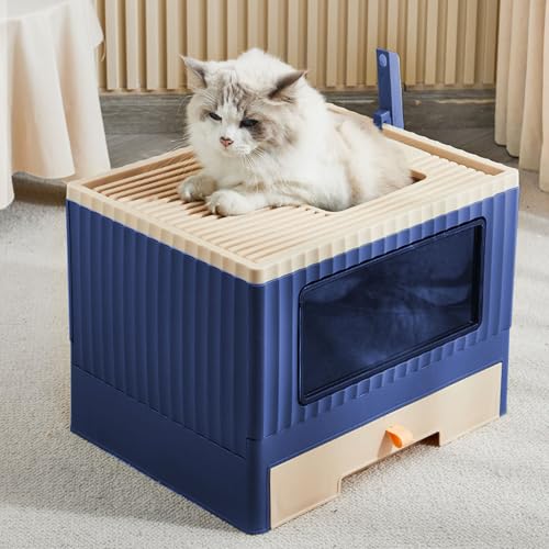 Faltbare Katzentoilette, Kunststoff-Einstiegsöffnung Oben, Halbgeschlossen, Reduziert Geruchsaustritt, Katzentoilette, Geschlossene Katzentoilette, Hohe Seiten, Große Faltbare Katzentoilette, Kunststoff-Einstiegsöffnung Oben, Halbgeschlossen, Reduziert Geruchsaustritt, Katzentoilette, Geschlossene Katzentoilette, Hohe Seiten, Große von JOROBURO