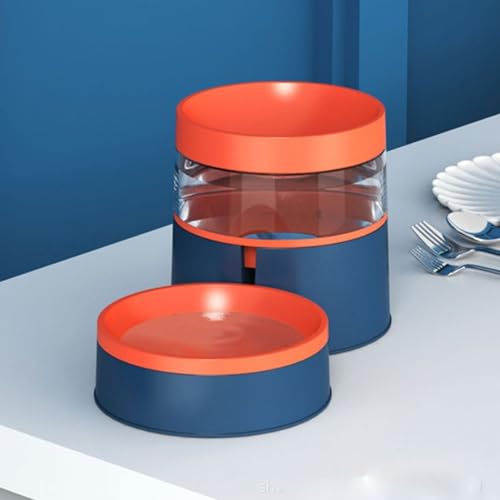 Haustier-Doppelnapf-Wasserspender, 1 L, Nackenschutz, Kippsicher, für Katzen, Hundefutter, Wassernapf, Automatischer Wasserspender, Hundebecken, Katzenbecken, (Blau) von JOROBURO