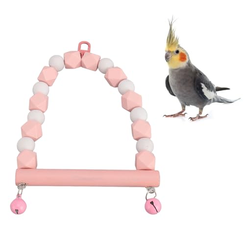 Hölzerne Vogelschaukel, Barsch-Spielzeug, Vogel-Hängeschaukel-Spielzeug, Hängende Papageienschaukel, Stehendes Spielzeug, Krallen Schleifen, Angstreduzierung, Vogelspielzeug, Spielplatz,(Rosa) von JOROBURO