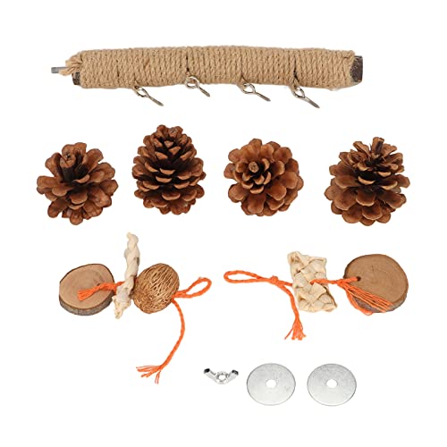 JOROBURO Holzsitzstange, Papageien-Tannenzapfen-Ständer, Spielzeug, Vögel, Kauschaukel, Spielzeug, Vogelpfoten-Schleifwerkzeug, Rattankugeln, Hanfseil, Weberei, Holzpapageiensitzstange (L) von JOROBURO