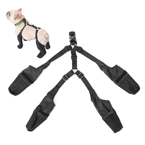 Hundestiefel-Leggings, Bequeme, Verstellbare, wasserdichte Hundeschuhe, Hundestiefel mit Leggings, Hundepfotenschutz, Anti-Fall-Hundeschuhe mit Verstellbarem Hilfsgurt für Spaziergänge Im Freien,(S) von JOROBURO