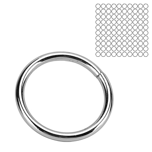 JOROBURO 100 Stück Runde Schnalle, Metall-O-Ringe, Robuster Edelstahlring, Mehrzweck-O-Ring für Makramee, Hardware, Taschen, Campinggürtel, Hundeleinen, Schlüsselanhänger, Geldbörse von JOROBURO