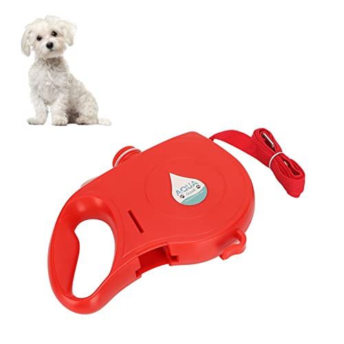 3-in-1 Ausziehbare Hundeleine, um 360 Grad Integrierte Wasserflaschen-Welpenleine mit Faltbarem Napf, Müllsackspender, Rote Hundeleine für Hundewelpen von JOROBURO