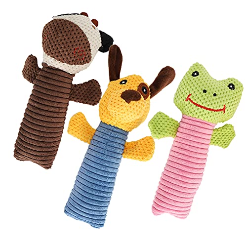 JOROBURO 3-teiliges Quietschspielzeug für Haustiere, Langlebiges Welpenspielzeug, Niedliches Schnickschnack-Plüschspielzeug Zum Zahnen von Haustieren, Kauspielzeug für Hunde, von JOROBURO