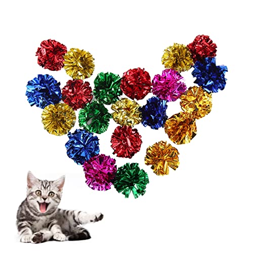 JOROBURO 30 Stück Haustierballspielzeug, Mehrfarbiger, Glänzender Katzen-Knisterball aus Kunststoff, Leichter, Glänzender Knisterpapierball, Katzenspielzeugbälle für Kätzchen, Alte von JOROBURO