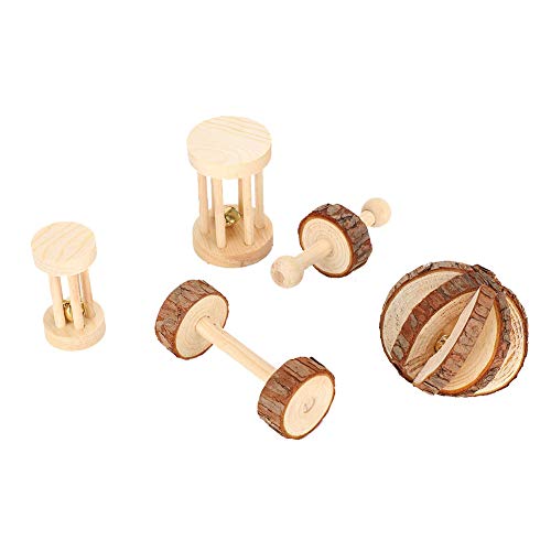 JOROBURO 5-teiliges Hamster-Kauspielzeug, Hamster-Holzspielzeug-Kombination, Haustier-Spielspielzeug, Kleintier-Backenzahnspielzeug, Zahnpflege, Holzzubehör für Kaninchen, Hasen, JOROBURO 5-teiliges Hamster-Kauspielzeug, Hamster-Holzspielzeug-Kombination, Haustier-Spielspielzeug, Kleintier-Backenzahnspielzeug, Zahnpflege, Holzzubehör für Kaninchen, Hasen, von JOROBURO