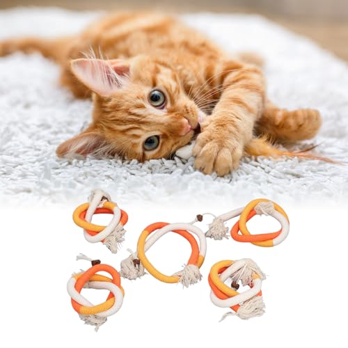 JOROBURO 5-teiliges Katzenseil-Spielzeug, Verbesserte Gesundheit, Interaktives, Zuverlässiges Katzenminze-Kätzchen-Zahnreinigungs-Kauseil-Spielzeug, Zahnreinigungs-Kau- (Großes Orange 70 JOROBURO 5-teiliges Katzenseil-Spielzeug, Verbesserte Gesundheit, Interaktives, Zuverlässiges Katzenminze-Kätzchen-Zahnreinigungs-Kauseil-Spielzeug, Zahnreinigungs-Kau- (Großes Orange 70 von JOROBURO