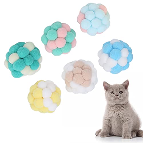 JOROBURO 6Pecs Katzenspielzeugbälle, Bunte Plüschbälle mit Integriertem Glocken-Kätzchenspielzeug, Pompom-Ball, Katzenspielzeug, Interaktives Kautraining, Teaser, Katzenspielzeug, JOROBURO 6Pecs Katzenspielzeugbälle, Bunte Plüschbälle mit Integriertem Glocken-Kätzchenspielzeug, Pompom-Ball, Katzenspielzeug, Interaktives Kautraining, Teaser, Katzenspielzeug, von JOROBURO