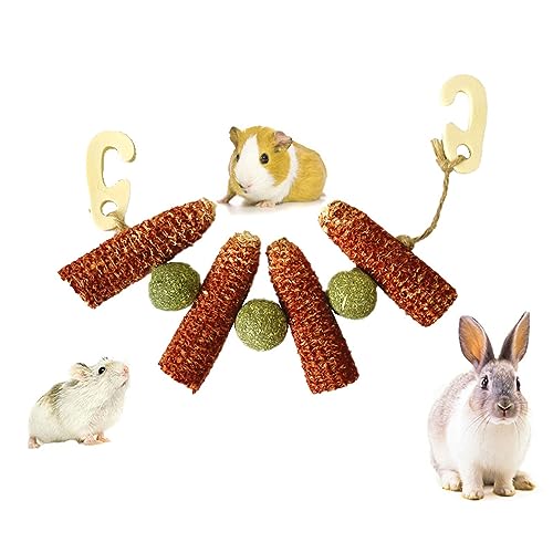 JOROBURO Hasen-Kauspielzeug, Hängendes Kaninchen-Kauspielzeug mit 2 Haken, Zahngesundheit, Haustier-Hasenzahn-Kauspielzeug, Zähneknirschen, Kaninchen-Kauspielzeug mit Grasball für JOROBURO Hasen-Kauspielzeug, Hängendes Kaninchen-Kauspielzeug mit 2 Haken, Zahngesundheit, Haustier-Hasenzahn-Kauspielzeug, Zähneknirschen, Kaninchen-Kauspielzeug mit Grasball für von JOROBURO