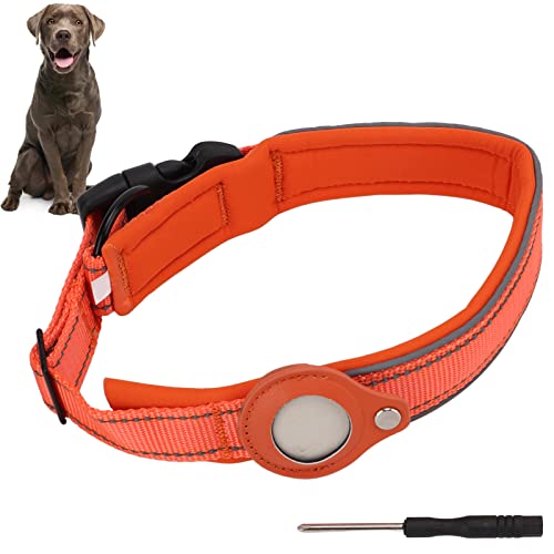 JOROBURO Hundehalsband, Anti-Lost-Ortungsverfolgung, Reflektierendes Nylon-Hundehalsband, Wasserdichter Integrierter Hundehalsbandhalter für Kleine, Mittelgroße und Große Hunde Beim (L) von JOROBURO