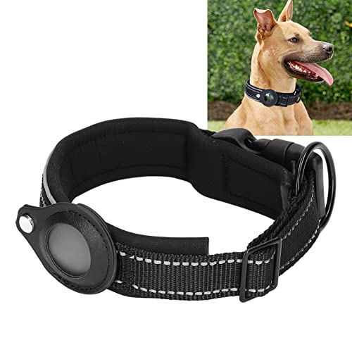 JOROBURO Hundehalsband, Reflektierend, Verstellbar, Strapazierfähig, mit Neopren Gepolstert, Haustierhalsband mit Airtag-Halterung, Verstellbares Air-Tag-Zubehör, Haustierhalsband für (L) von JOROBURO