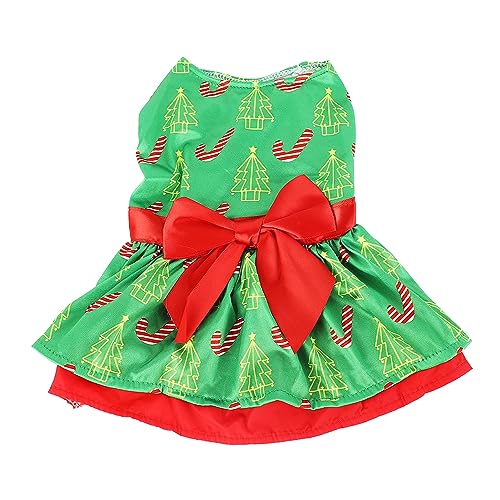 JOROBURO Hundekleid, Modisches, Niedliches Weihnachtsbaum-Muster, Welpen-Sommerkleid, Urlaubsthema, Hundekleid, Hunde-Weihnachtsoutfit, Katzenbekleidung für die Tägliche Weihnachtsfeier (L) von JOROBURO