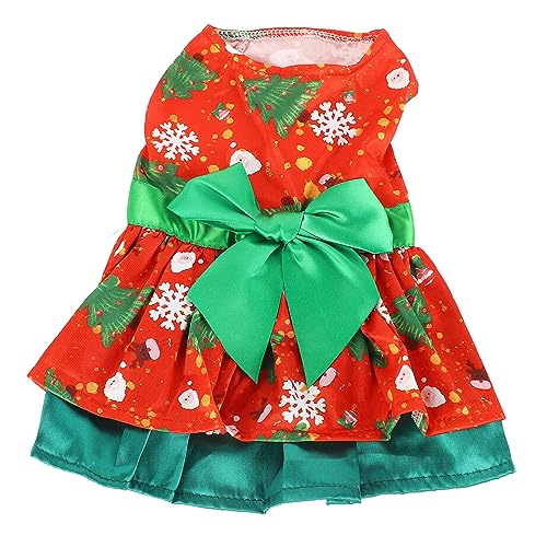 JOROBURO Hundekleid, Modisches Süßes Weihnachtsbaum-Schneeflockenmuster, Welpen-Sommerkleid, Urlaubsthema, Hundekleid, Hunde-Weihnachtsoutfit, Katzenbekleidung für Weihnachtsfeier, (S) von JOROBURO