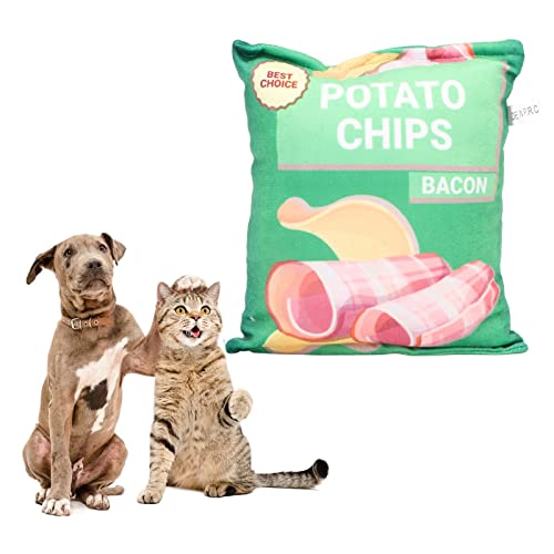 JOROBURO Interaktives Hunde-Puzzle-Spielzeug, Eingebautes Rasselpapier, Bissfestes, Quietschendes Snackbeutel-Hundespielzeug, Kartoffelchips-Plüsch-Hundespielzeug, Quietschende JOROBURO Interaktives Hunde-Puzzle-Spielzeug, Eingebautes Rasselpapier, Bissfestes, Quietschendes Snackbeutel-Hundespielzeug, Kartoffelchips-Plüsch-Hundespielzeug, Quietschende von JOROBURO