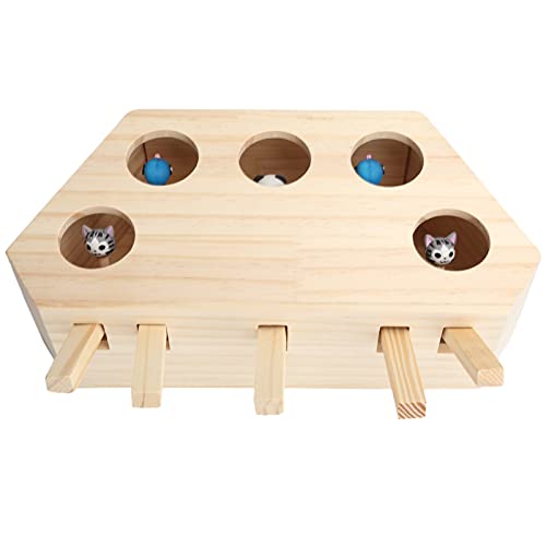 JOROBURO Interaktives Katzenspielzeug, Interaktives Maus-Schlag-einen-Maulwurf-Maus, Solide Hölzerne Puzzle-Box, Katzen-Übungsspielzeug mit Niedlichen Cartoon-Spielzeugen für Katzen, JOROBURO Interaktives Katzenspielzeug, Interaktives Maus-Schlag-einen-Maulwurf-Maus, Solide Hölzerne Puzzle-Box, Katzen-Übungsspielzeug mit Niedlichen Cartoon-Spielzeugen für Katzen, von JOROBURO