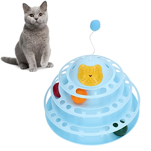 JOROBURO Katzen-Drehteller-Ballspielzeug, 4-stufiges, Abnehmbares, Interaktives, Langlebiges Kätzchenturm-Rollspielzeug mit Plüschball, Katzen-Leckerli-Roller-Drehtellerball für JOROBURO Katzen-Drehteller-Ballspielzeug, 4-stufiges, Abnehmbares, Interaktives, Langlebiges Kätzchenturm-Rollspielzeug mit Plüschball, Katzen-Leckerli-Roller-Drehtellerball für von JOROBURO