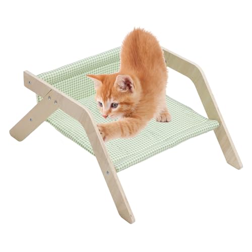 JOROBURO Katzen-Hängemattenbett aus Holz, Stabile Struktur, Atmungsaktiv, Abnehmbar, Waschbar, Haustiermöbel, Erhöhte Hundebetten für Drinnen und Draußen, Erhöhte Katzenbetten, Möbel, JOROBURO Katzen-Hängemattenbett aus Holz, Stabile Struktur, Atmungsaktiv, Abnehmbar, Waschbar, Haustiermöbel, Erhöhte Hundebetten für Drinnen und Draußen, Erhöhte Katzenbetten, Möbel, von JOROBURO
