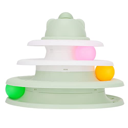 JOROBURO Katzenbahn-Drehteller-Spielzeug, Kätzchen-Puzzle-Turmspielzeug mit 3 Bällen, 3-stufiger Kunststoff-Drehteller, Verhindert Verrutschen, Interaktiver Rollender Ball, JOROBURO Katzenbahn-Drehteller-Spielzeug, Kätzchen-Puzzle-Turmspielzeug mit 3 Bällen, 3-stufiger Kunststoff-Drehteller, Verhindert Verrutschen, Interaktiver Rollender Ball, von JOROBURO