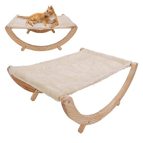 JOROBURO Katzenhängematte aus Holz, Faltbar, Abnehmbar, Atmungsaktiv, rutschfest, Erhöhtes Katzenbett, Ganzjahres-Katzenschaukelbett für Katzen, Welpen, Kaninchen und Andere Kleine JOROBURO Katzenhängematte aus Holz, Faltbar, Abnehmbar, Atmungsaktiv, rutschfest, Erhöhtes Katzenbett, Ganzjahres-Katzenschaukelbett für Katzen, Welpen, Kaninchen und Andere Kleine von JOROBURO