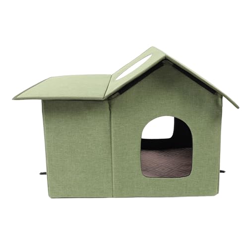 Katzenhaus für Katzen Im Freien, Faltbar, Wasserabweisend, Regenfest, Unterschlupf für Wildkatzen, Katzenhöhle, Unterschlupf für Streunende Katzen, Wildtier-Zeltbett für (Grün) von JOROBURO