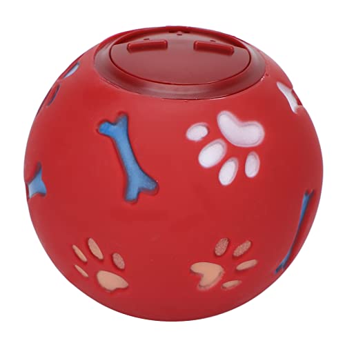 JOROBURO Pet Slow Feeder Treat Ball, Niedliches Hundepfoten- und Knochendesign, Puppy Treat Dispenser Balls, Dog Leakage Food Ball, Multifunktionaler, Langsam Fütternder Dog Ball, Pet (Rot) von JOROBURO