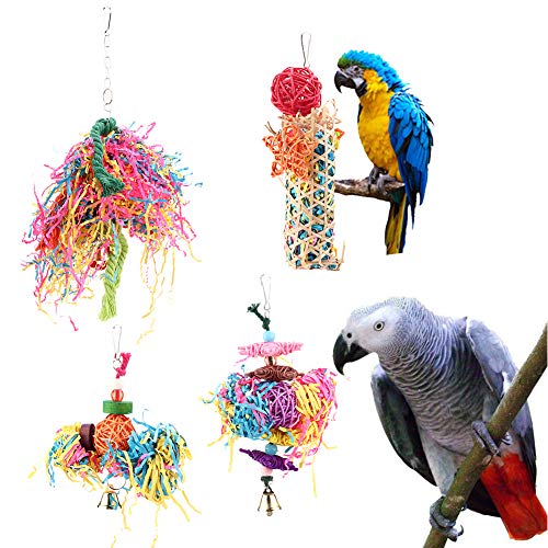 JOROBURO Vogelspielzeug, Buntes Papageien-Kletterspielzeug, Vogel-Hängekäfig, Kauspielzeug mit Glocke, Vogelkauen, Zerkleinern, Nahrungssuche, Vogelkäfig-Zubehör für Sittiche, von JOROBURO