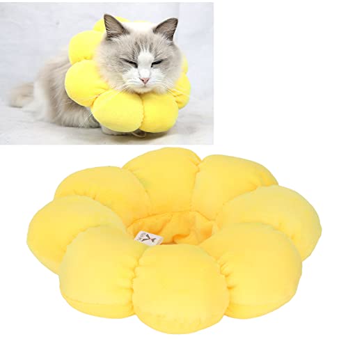 Katzen-Kegelhalsband, Niedliches Sonnenblumen-Form-Katzen-Erholungshalsband, Verstellbare Katzenkegel, Katzen-Donut-Halsband nach Operationen, Nackenkissen, Elisabethanische (L:) von JOROBURO