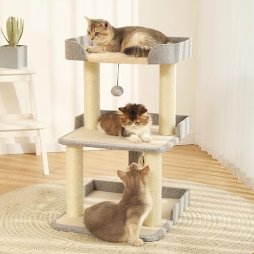 Katzenbaumturm, 3 Schichten, Stabil, Kratzfest, Multifunktionales Katzenbett, Klettergerüst, Katzenaktivitätsbaum, Katzenturm, Eigentumswohnung, Katzenkratzbäume für Hauskatzen für Herbst und Winter Katzenbaumturm, 3 Schichten, Stabil, Kratzfest, Multifunktionales Katzenbett, Klettergerüst, Katzenaktivitätsbaum, Katzenturm, Eigentumswohnung, Katzenkratzbäume für Hauskatzen für Herbst und Winter von JOROBURO