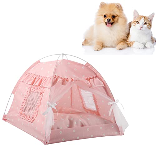 Katzenzelthaus, Halbgeschlossenes, Faltbares, Belüftetes Gaze-Vorhang-tragbares Sommer-Haustierzeltnest, Katzenprinzessin-Innenzelthaus-Hundezelte für (40 x 40 x 37 cm / 15,7 x Katzenzelthaus, Halbgeschlossenes, Faltbares, Belüftetes Gaze-Vorhang-tragbares Sommer-Haustierzeltnest, Katzenprinzessin-Innenzelthaus-Hundezelte für (40 x 40 x 37 cm / 15,7 x von JOROBURO