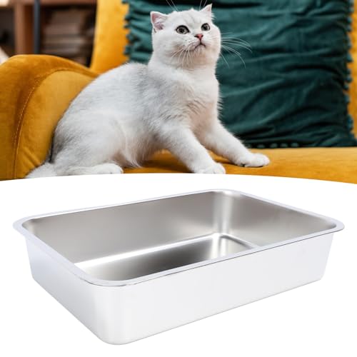 JOROBURO Offene Katzentoilette aus Edelstahl, Große, Widerstandsfähige, Klebefeste Oberflächen-Katzentoilette mit Hohen Seiten, Hohe Seiten-Katzentoilette, Metall-Kätzchen-Katzentoilette, JOROBURO Offene Katzentoilette aus Edelstahl, Große, Widerstandsfähige, Klebefeste Oberflächen-Katzentoilette mit Hohen Seiten, Hohe Seiten-Katzentoilette, Metall-Kätzchen-Katzentoilette, von JOROBURO