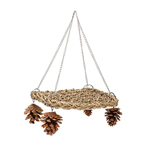 JOROBURO Vogel-Seegras-Schaukelspielzeug, Vögel Essbare Seegras-Schaukel-Hängemattenmatte, Papageienliege mit Tannenzapfenketten, Sicher, Gesund, Handgefertigt, Vertreibt Langeweile, JOROBURO Vogel-Seegras-Schaukelspielzeug, Vögel Essbare Seegras-Schaukel-Hängemattenmatte, Papageienliege mit Tannenzapfenketten, Sicher, Gesund, Handgefertigt, Vertreibt Langeweile, von JOROBURO