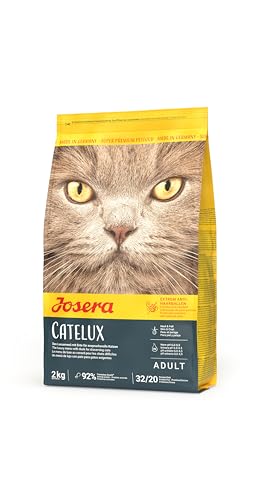 JOSERA Catelux (1 x 2 kg) | Adult | Premium Trockenfutter für ausgewachsene anspruchsvolle Katzen | Ente & Kartoffel | weizenfrei | mit diätische Fasern gegen Haarballen | Katzenfutter | 1er Pack von Josera