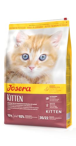 JOSERA Kitten (1 x 10 kg) | Kitten | Premium Trockenfutter für heranwachsende Katzen & Katzen-Mütter in der Säugezeit | Lachs & Geflügel | leicht verdaulich | weizefrei | Katzenfutter | 1er Pack von Josera
