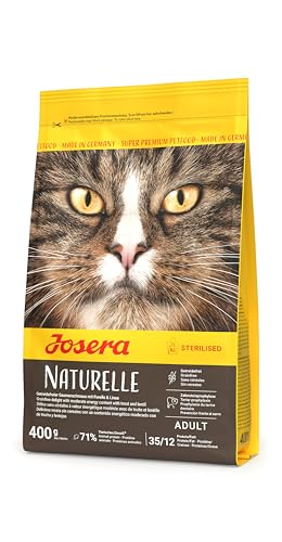 JOSERA Naturelle (1 x 400 g) | Adult | Premium Trockenfutter für ausgewachsene sterilisierte (Indoor) Katzen | Forelle & Linse | moderater Fettgehalt | getreidefrei | Katzenfutter | 1er Pack von Josera