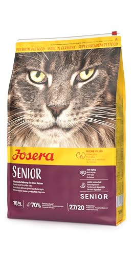JOSERA Senior (1 x 10 kg) | Senior | Premium Trockenfutter für ältere Katzen oder Katzen mit Niereninsuffizienz | Geflügel & Reis | leicht verdaulich | getreidefrei | Katzenfutter | 1er Pack von Josera