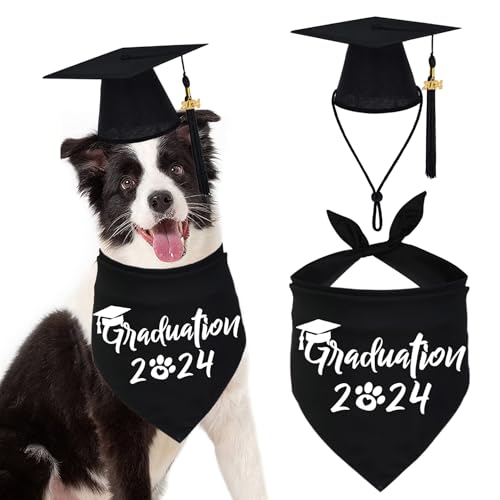 JOTFA 2022 Hund Abschlussfeier Bandana und Hund Graduation Hut mit 2022 Schwarze Quaste für Abschlussgeschenk 2022 Abschlussfeier Party Supplies (Hund Graduation Hut & Abschluss 2022 Bandana) von JOTFA