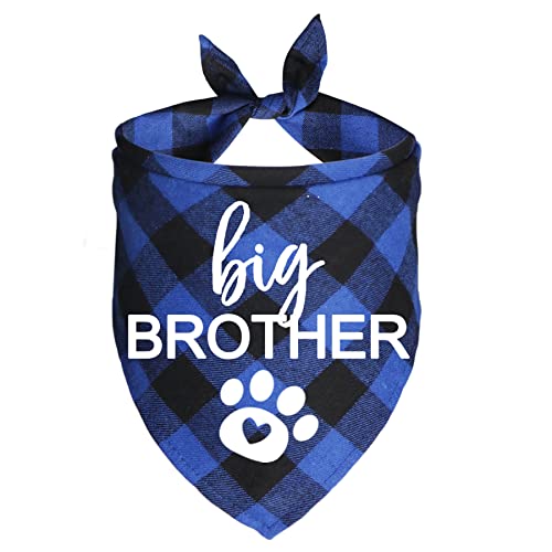 JOTFA Big Brother Hundehalstuch, kariert, Schwangerschaftsankündigung, Hundehalstuch, für Hunde (blau, großer Bruder) von JOTFA