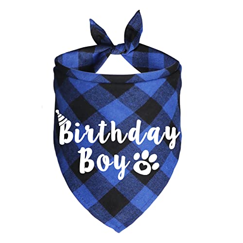 JOTFA Hund Geburtstag Bandana, Plaid Hund Geburtstag Bandanas für Hund Geburtstag Party Supplies (Blau) von JOTFA