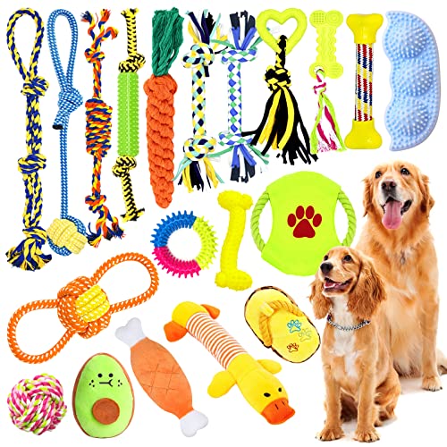 JOTOL Hundespielzeug Set,20Pcs Interaktives Spielzeug Set,100% Natürliche Baumwolle,Hundeseile für Hunde ​Zahnpflege,Interaktives Pet Rope Spielzeug für Kleine Mittlere GroßE Hunde von JOTOL