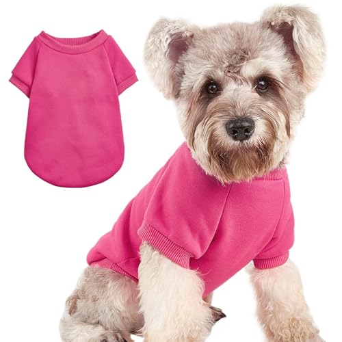 JOUHOI Hundepullover für kleine Hunde, warm, Winter, Katzenkleidung, Haustier-Sweatshirt, Strickwaren, für Hunde, Kätzchen, Rosa, Größe L von JOUHOI
