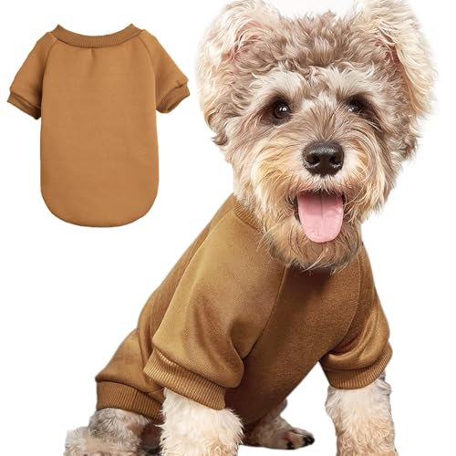 JOUHOI Hundepullover für kleine Hunde, warm, für den Winter, Katzenkleidung, Haustier-Sweatshirt, Strickwaren, Hunde, Kätzchen, Kaffee, Größe L von JOUHOI