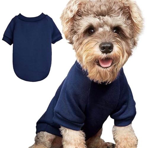 JOUHOI Hundepullover für kleine Hunde, warm, für den Winter, Katzenkleidung, Haustier-Sweatshirt, Strickwaren, Hunde, Kätzchen, Kleidung (Größe M, Marineblau) von JOUHOI