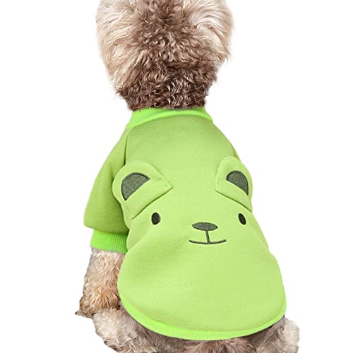 Niedliche Hundekleidung für kleine Hunde, Winterpullover, warmes Fleece, weiches Haustier-Sweatshirt, bedruckt, Katzenkleidung, A01-Grün, Größe L von JOUHOI