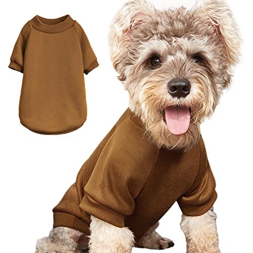 Puppy Sweater for Small Dogs Clothes Warm Winter Cat Clothe Pet Sweatshirt Knitwear Doggie Kitten Clothing, Coffee, Large von JOUHOI