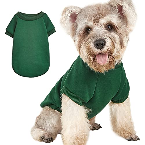 Puppy Sweater for Small Dogs Clothes Warm Winter Cat Clothe Pet Sweatshirt Knitwear Doggie Kitten Clothing, Green, Medium von JOUHOI