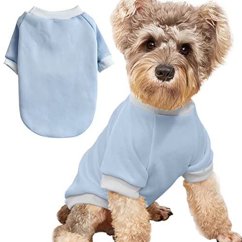 Puppy Sweater for Small Dogs Clothes Warm Winter Cat Clothe Pet Sweatshirt Knitwear Doggie Kitten Clothing, Light Blue, X-Large von JOUHOI